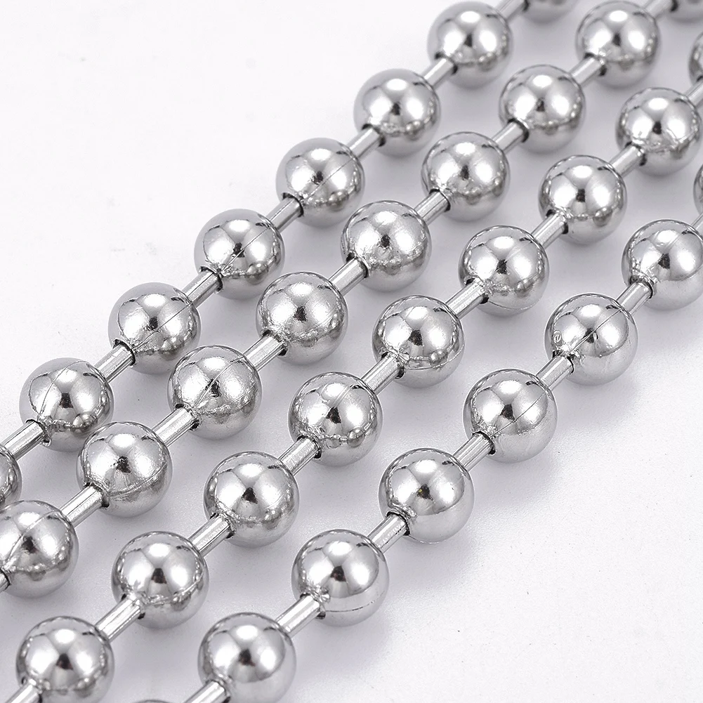 

PandaHall 304 Stainless Steel 8mm Jewelry Ball Chains, Stainless steel color