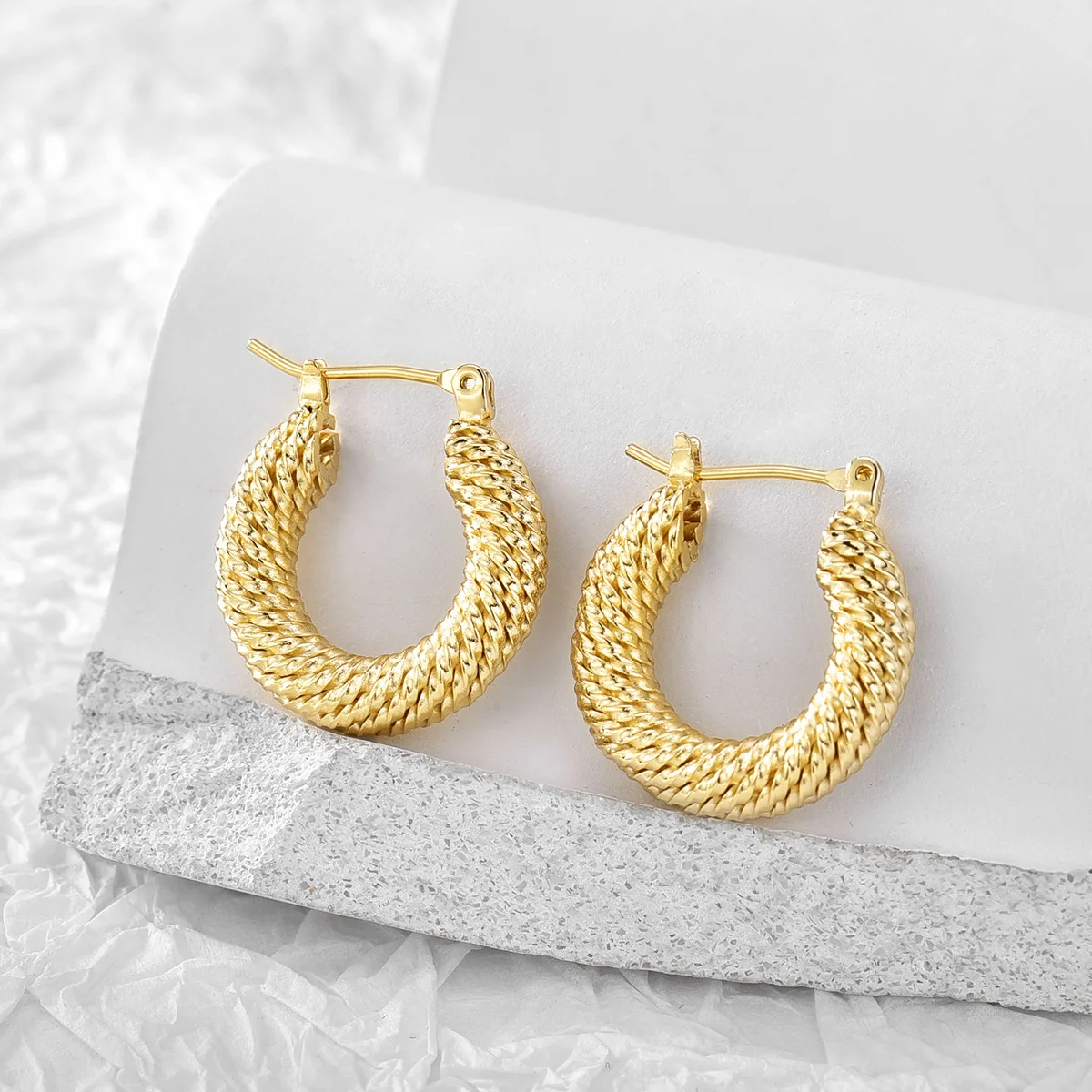 Retro Jewelry Double Twist Hoop Earrings Women Earing Jewelry