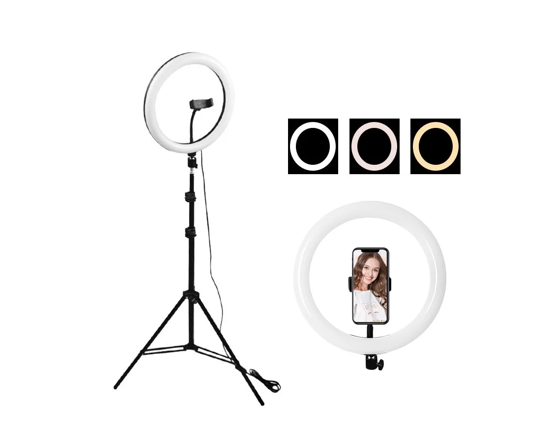 

10inch 26CM led ring light with Tripod stand 3 Modes 10 Brightness Levels ringlight/aros de luz, Black+white