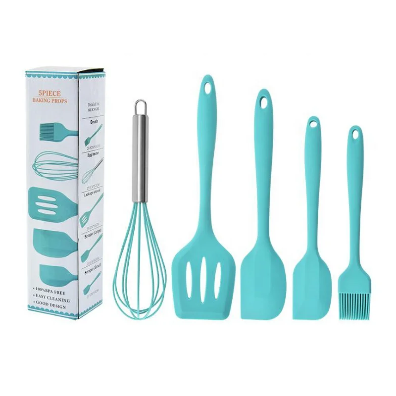 

Bakeware Baking Tool 5pcs kitchen utensils Nonstick silicone utensil set for cooking, Red/black