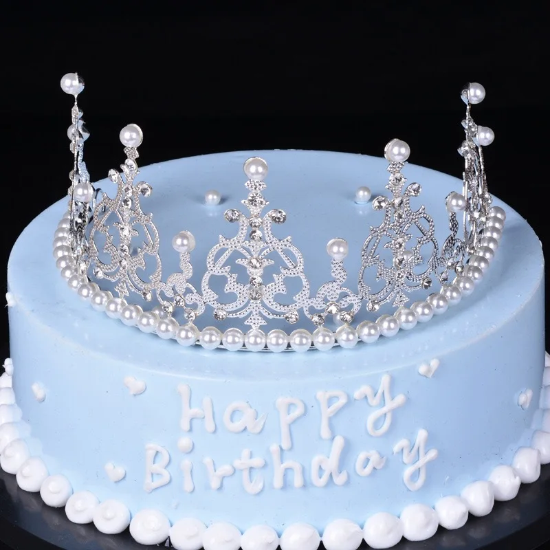 

Lixsun Hot Selling Pearl Alloy Crown for Wedding Birthday Baby Shower Party Cake Decoration