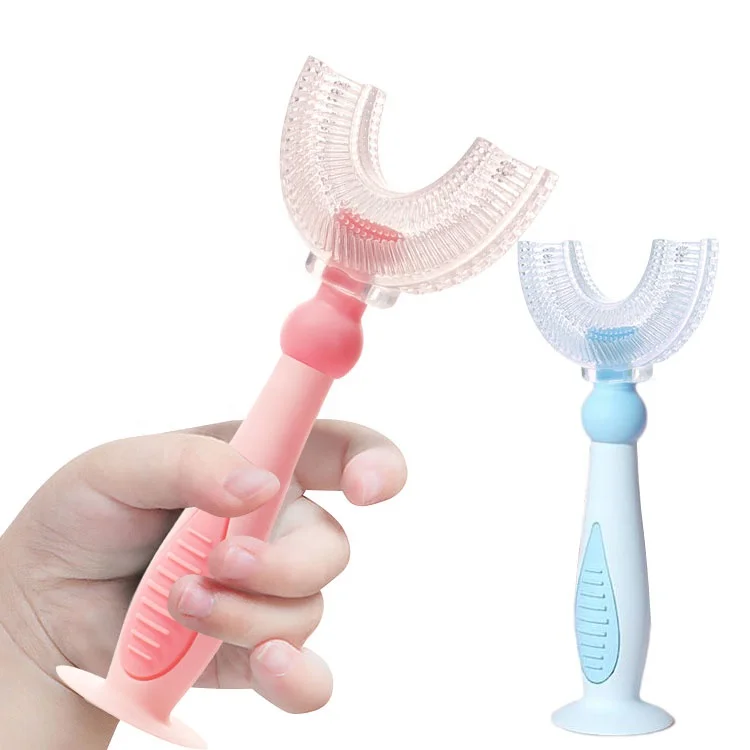 

Wholesale Soft Cheap Silicone U Shape Toothbrush Kids Children Baby Toothbrush, Pink, blue,green