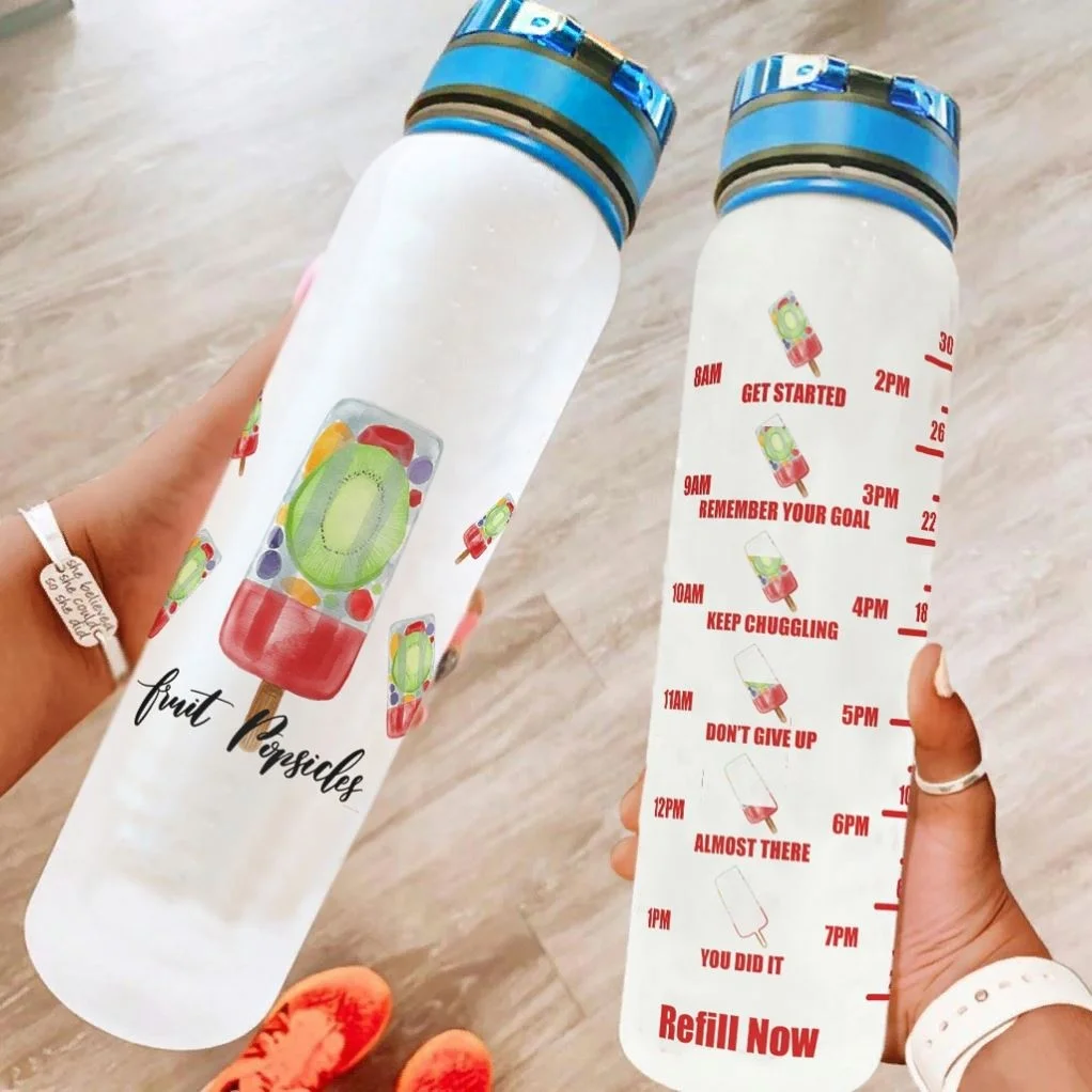 

1000Ml Wide Mouth Sports Bottle Cheap Plastic Waterfruit Popsicles Bottle32oz Accompanying Cup