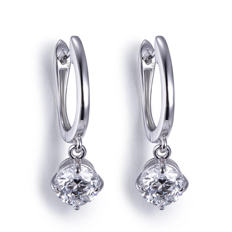 

Messi Jewelry 1ctX2 Round cut CVD HPHT lab grown diamond classical 14k rose gold women earrings