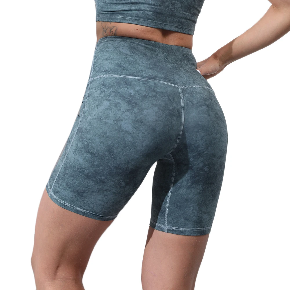 

Hot sales athletic wear tie dye short tights high waist leggings for women, Green, gray, rosy
