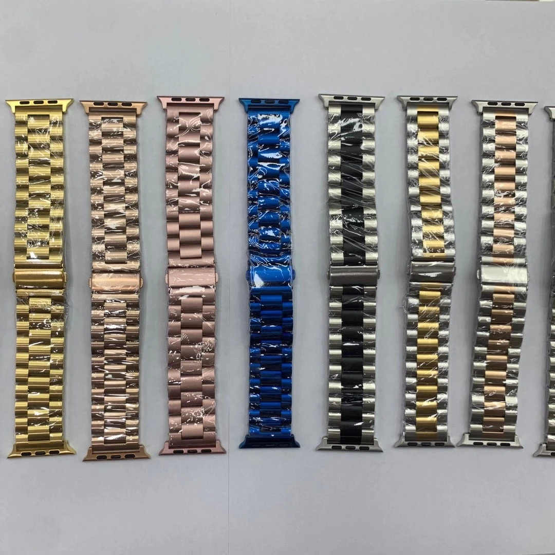 

apple watch band Stainless Steel Metal three bead smart watch Strap for Apple Watch iWatch 4 5 3 2 1 6 se 38/40mm 42/44mm strap