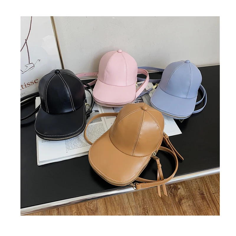 

Funny Hat Shaped Crossbody Bags For Women Fashion Shoulder Bags Baseball Hat Design Purses and Handbags Solid Color Casual PU