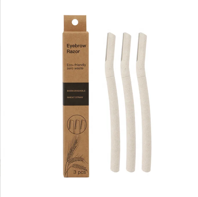 

3pcs Wheat Straw Eyebrow Razor Trimmer Biodegradable Facial Hair Remover Trimmer