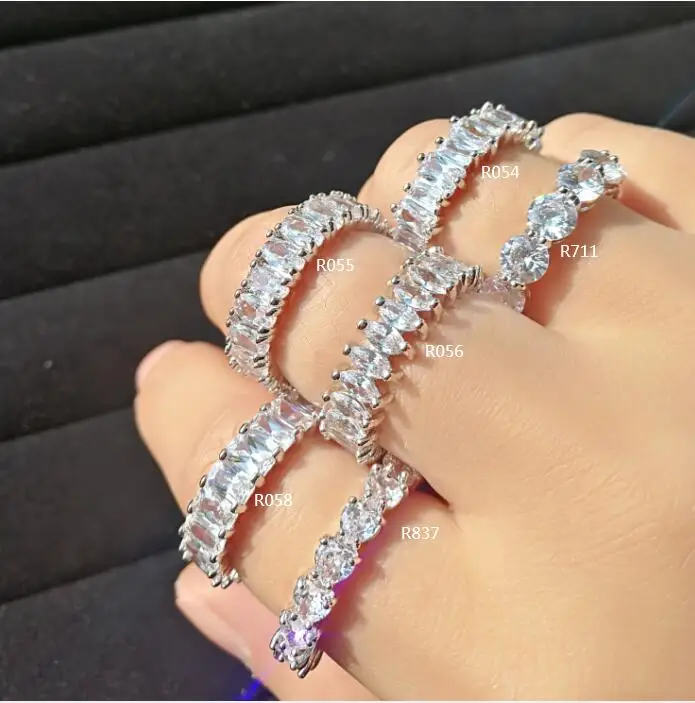 

New Fashion High quality copper inlaid zirconium Bling Bling Baguette Diamond Ring For Women