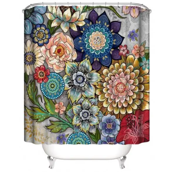 

bohemian style 3D digital printing polyester waterproof and mildewproof shower curtain