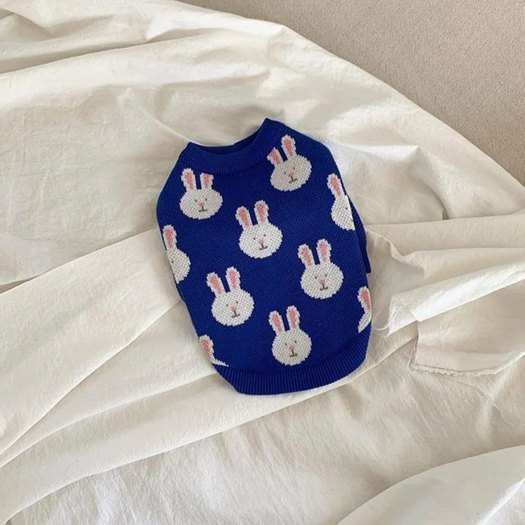 

Christmas Winter Autumn Soft Cute Blue Rabbit Warm Small Dog Sweater for dog cat Christmas presents