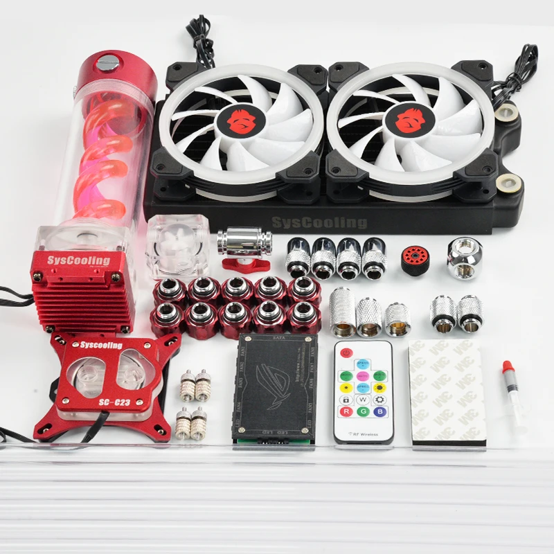

Syscooling water cooling kit for PC Intel 1151 1150 LGA 2011 CPU socket water cooling system with RBG support, Silver,blue,red,gold