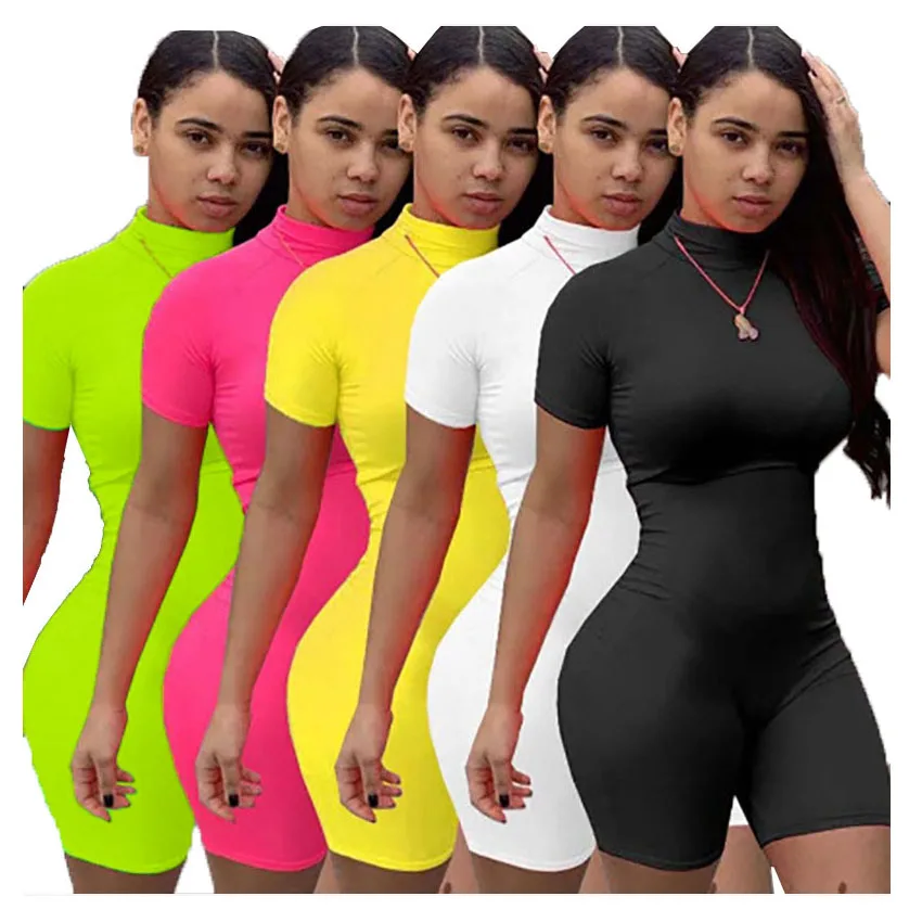 

SAB8040 latest design solid color activewear fashion stretchy hot shorts bodycon sexy woman jumpsuit, As pictures showed