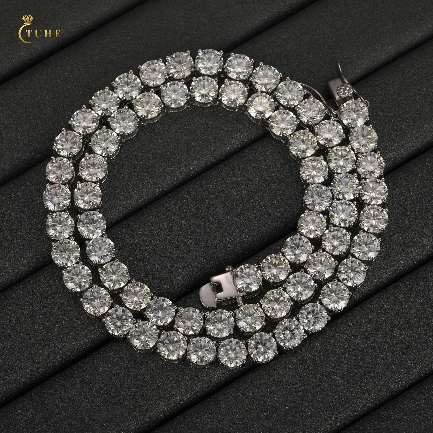 

Luxury 3mm 4mm 5mm VVS Moissanite Diamond Tennis Chain Pass Diamond Tester Lab Diamond Tennis Necklace