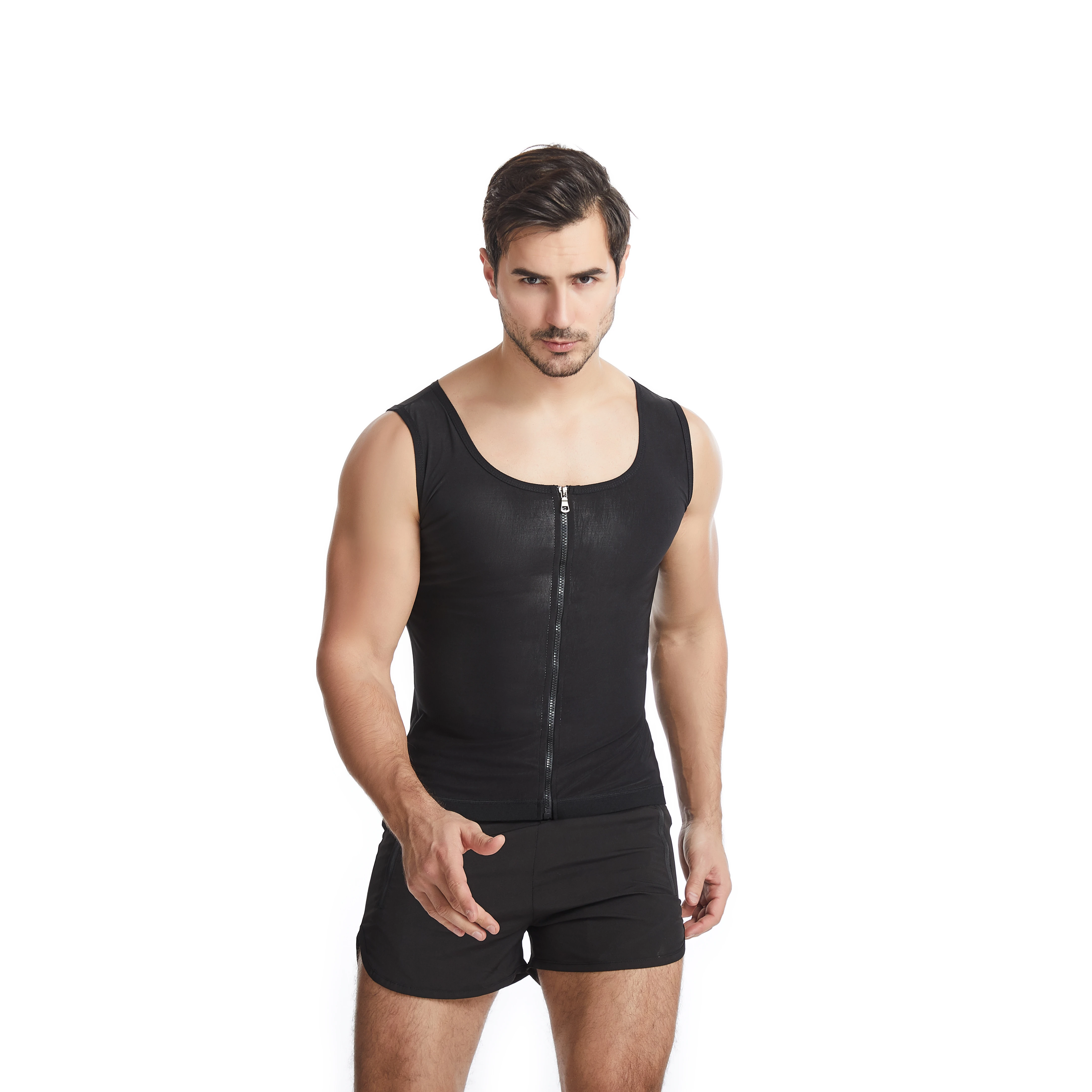 

Miket Wholesale Men Shapewear Body Shaper Waist Trainer Vest Slim Fit Vest Body, Black