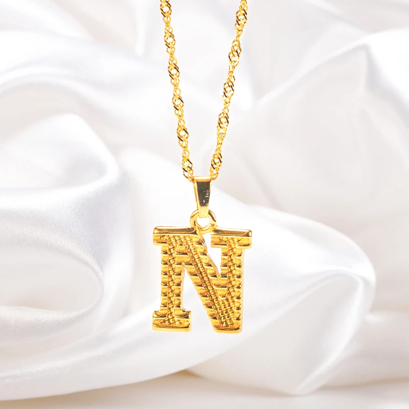 

Hovanci Hot Sale Letter Stainless Steel Gold Plated 26 Letter Initial Necklace Jewelry For Women