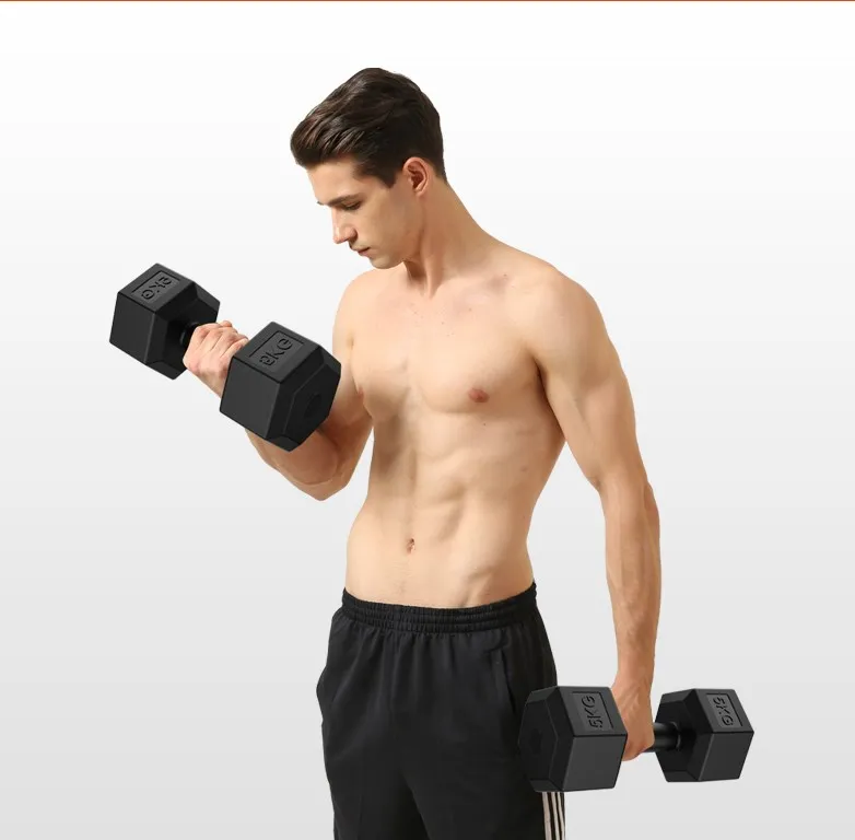 

Weight lifting Power Training rubber hex dumbbell set, Black
