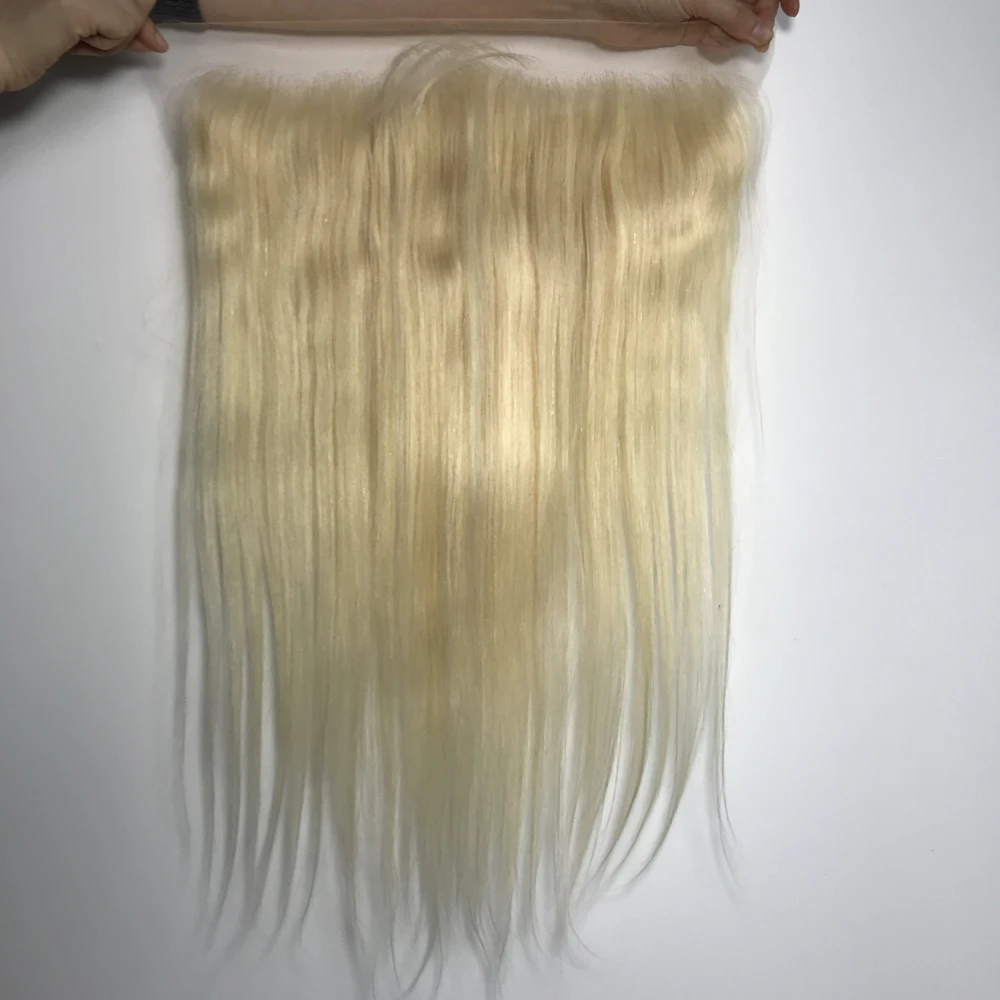 

Wholesale cuticle aligned #613 raw virgin Indian human hair 13x4 transparent lace Blonde 613 frontal