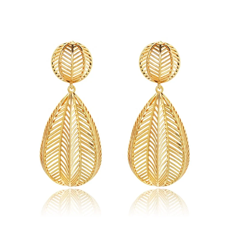 

Big 18k gold plated stud earrings bohemian statement designer drop earrings for women
