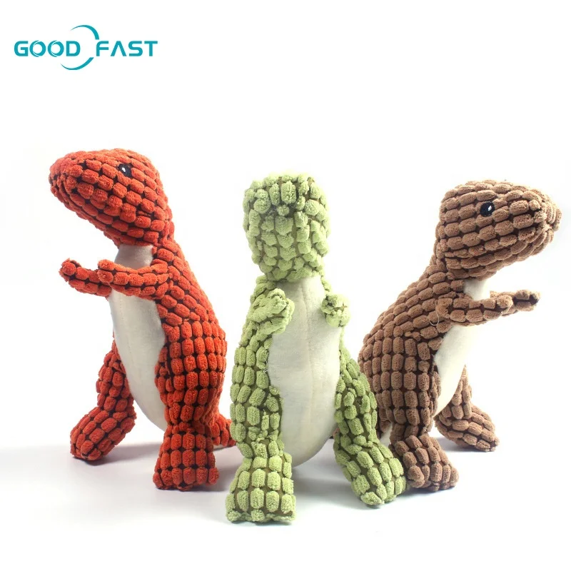 

Pet Chew luxury custom vent indestructible interactive training molar plush squeaky dinosaur dog toys, Coffee/orange/green