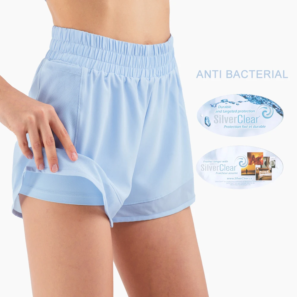 

New Arrival Sport Short Women Sliver Ion Anti Bacterial Gym Shorts Women Pocket Shorts Running