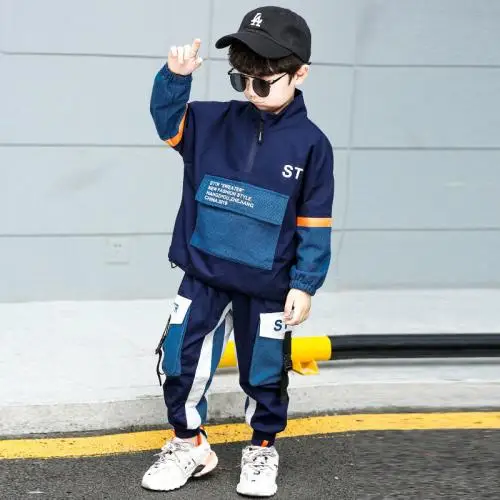 
boy kids clothing sets hot sale Polyester different size for choice & two piece & loose Pants & coat patchwork letter 416285 