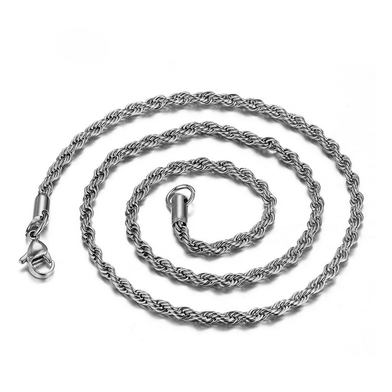 

Jewelry Supplies Twist Stainless Steel Necklace Chains, Silver
