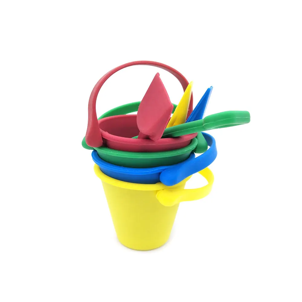 

Set Of 4 Silicone Bucket And Spade Molds, Red, green, yellow and blue