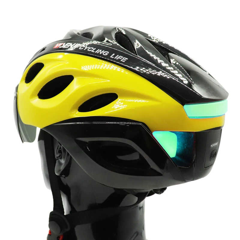 

Night Bike Riding Helmets With Glowing Safety Warning LED Light Bike Helmet With Visor