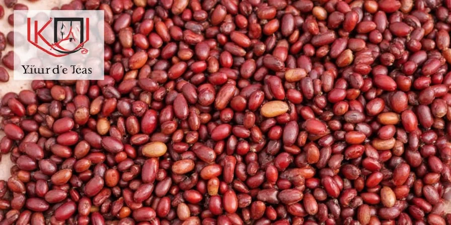 A close-up of seasoned red beans served in a rustic bowl with chopped green onions