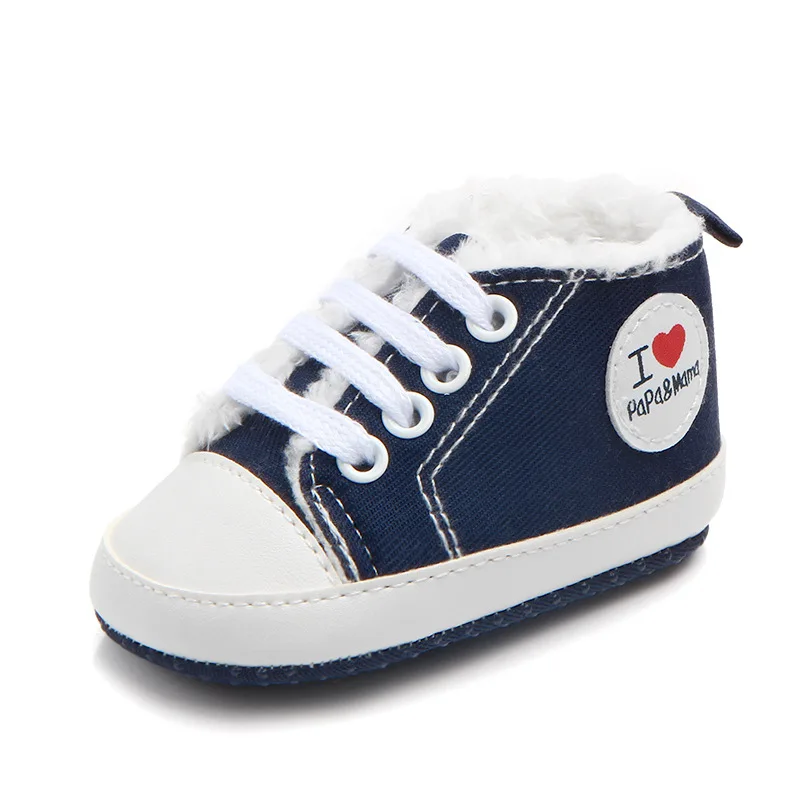 
canvas plush insole classic design winter warm baby prewalker shoes 