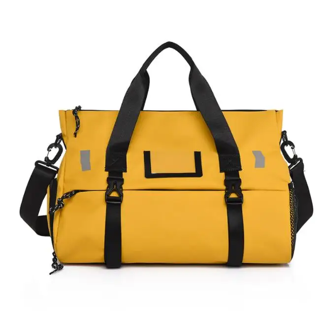

Yellow sport duffel bag bee pink leather,mustard large overnight yellow bag hot selling,wholesale gym yellow duffle bags travel