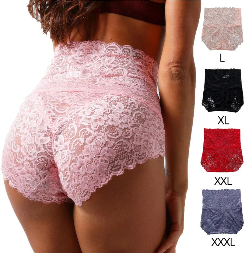 

Woman Lace Panties Mesh Floral Women underwear Lace brief Female High waist panties woman plus size panties ladies, 9 colors