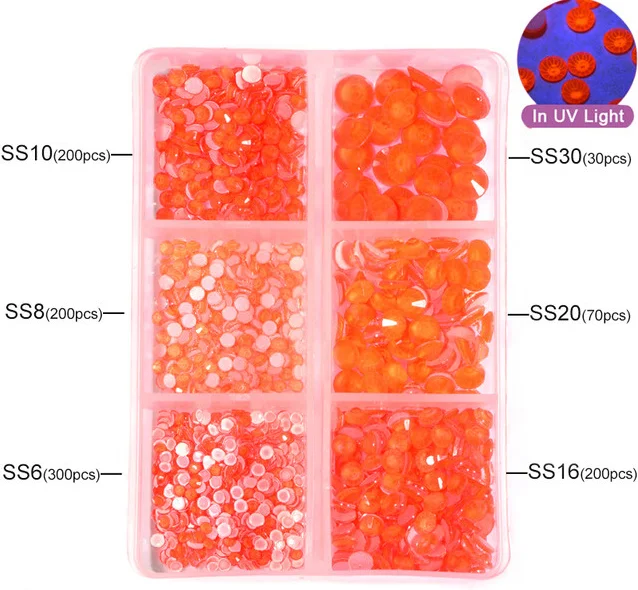 

new package high quality and AB neon luminous glass rhinestone for nail, Many colors can be met