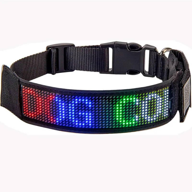 

Waterproof USB rechargeable led pet collar,APP blue tooth controlled led dog collar, Black