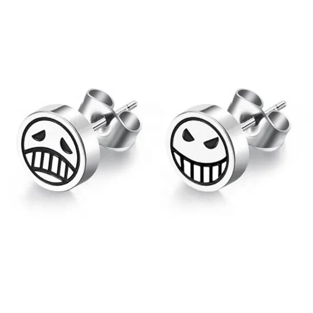 

Yiwu Aceon Stainless Steel Halloween Body Jewelry Carved Never Fade Round Disc Evil Smiley Earring Stud