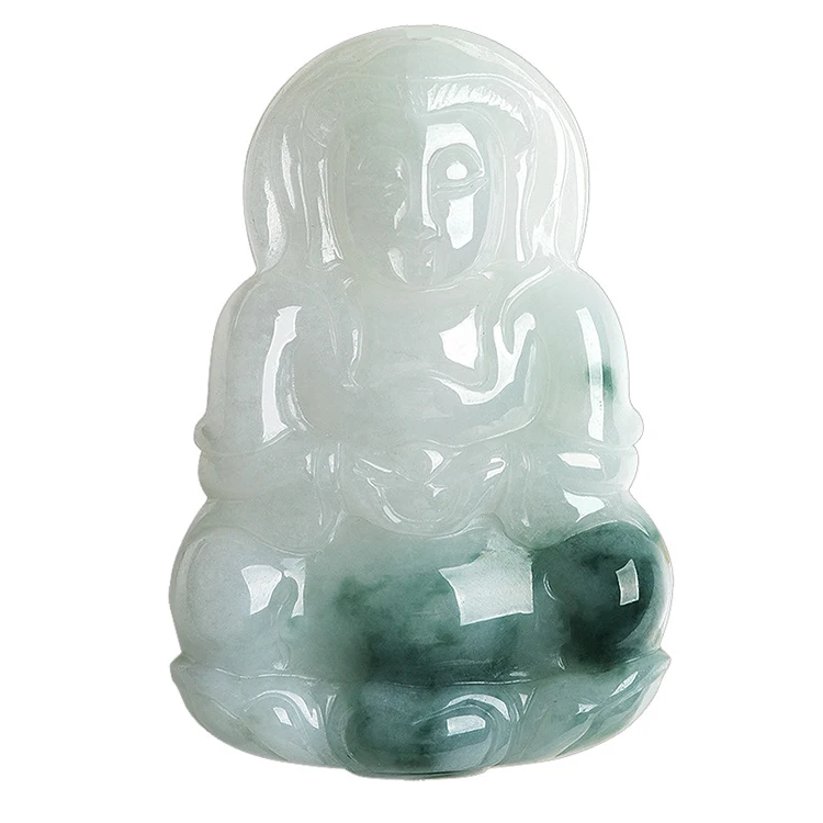 

Certified Grade A Myanmar Natural Jade Floating Flower Guanyin Buddha Statue Pendant Ice Species Pendant Jewelry Men And Women