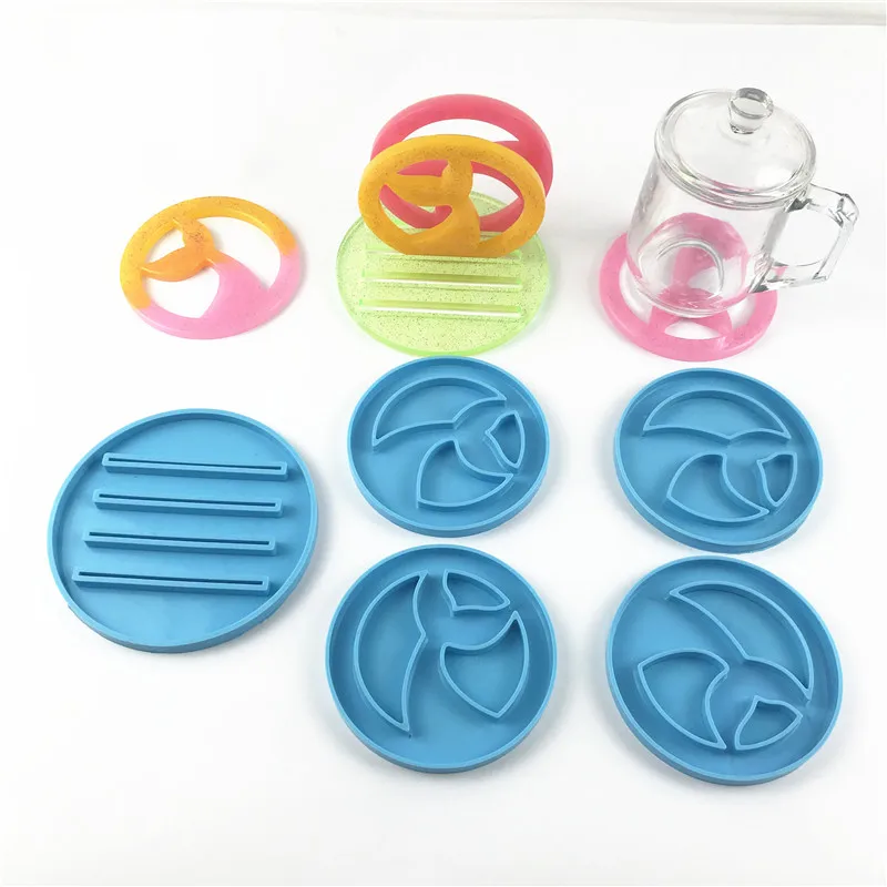 

5104 5412 Round fishtail coaster mold and coaster stand mold set