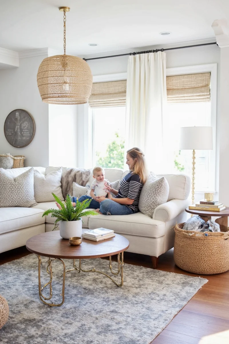 Small child-sized seating area in corner of room