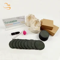 

Zero Waster Reusable 3Layers 8cm Face Cleansing Wipes Soft Bamboo Charcoal Make Up Remover Pads