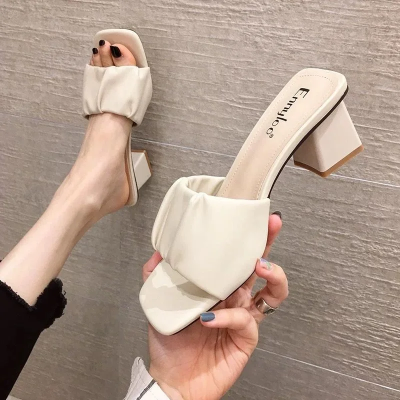 

202 New Design High heel slippers women's sandals 9715, Beige,brown