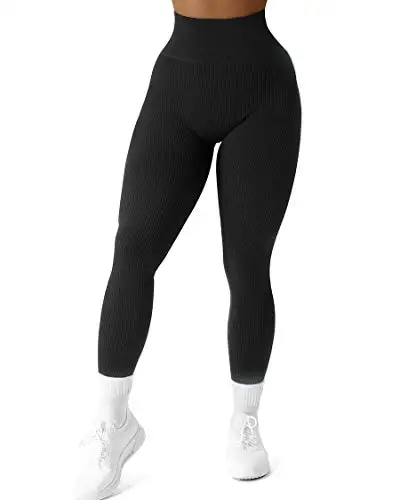 

Solid Color High Waist Seamless Leggings Women Fitness High Waist Gym Ribbed Seamless Yoga Leggings, Photo shows