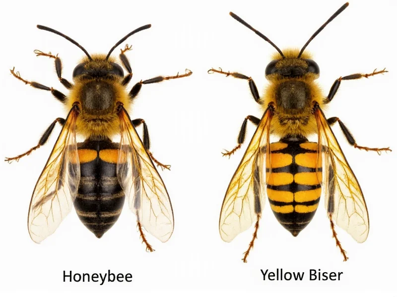 Side-by-side comparison of honeybee and yellow jacket anatomy