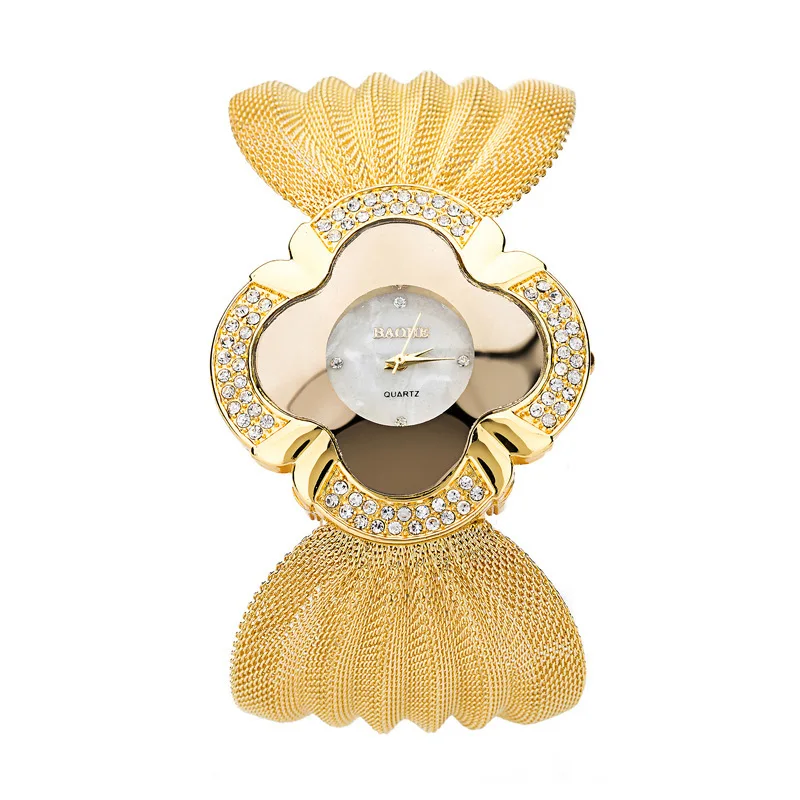 

2022 Top Fashion CZ Gold Planted Butterfly Mesh Belt Watch For Women
