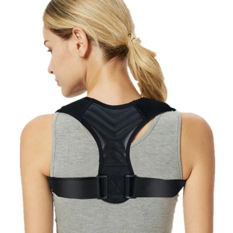 

Low MOQ Wholesale Adjustable Posture Corrector Foam PU Breathable Back Support Humpback Upper for Men and Women, Black