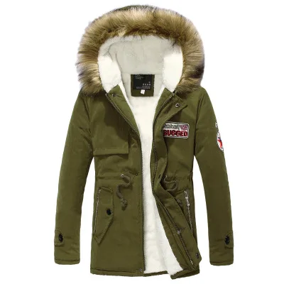 

Medium and long army green couples thicken warm wool collar oversize coat veste homme, 3 colors