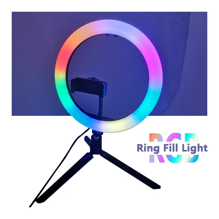 

Massa 2020 10 Inch dj Disco Stage Laser Light Led Projector Party Lights Table Tripod Video With Remote RGB Led Soft Ring Light, Black