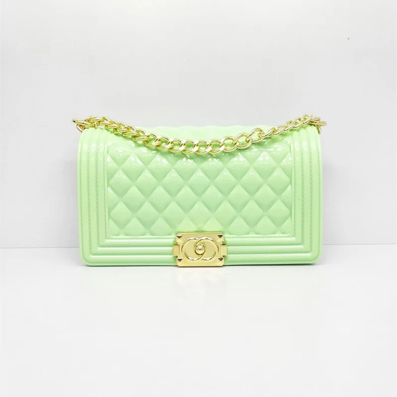 

6701 Latest fashion PVC jelly purses ladies handbags multiple color joint little gilr purse handbags