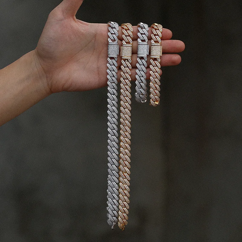 

14 mm sterling silver S925 cuban chain hip hop cuban link chain necklace