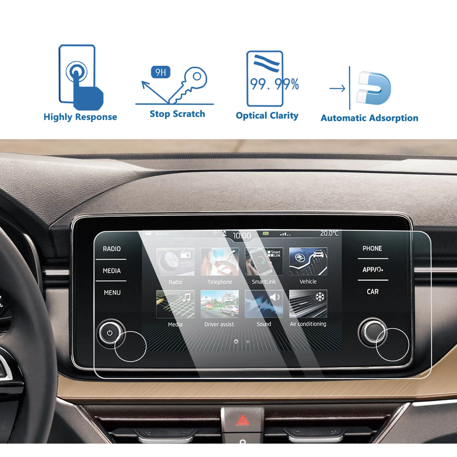 

For Skoda Rapid Kamiq Scala Bolero VW Polo 2020 Accessories Car Navigation Film GPS Tempered Glass Screen Protection Film Parts